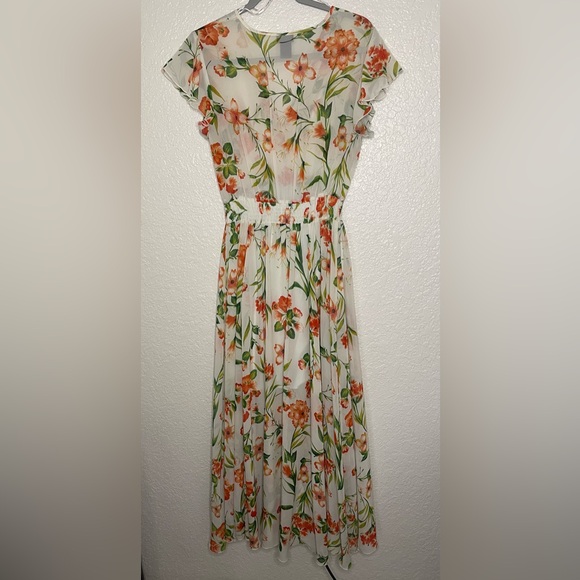 Kate and Lily Maxi Dress Women’s 8 Floral V-Neck Empire Waist Flutter Sleeves - Picture 2 of 10